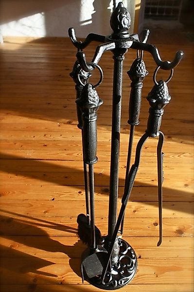 Antikas Wanddekoobjekt Kaminbesteck wie aus der Gründerzeit 4-teilig mit Za günstig online kaufen