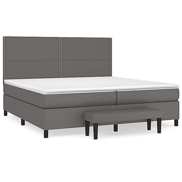 vidaXL Boxspringbett, Boxspringbett mit Matratze Grau 200x200 cm Kunstleder günstig online kaufen