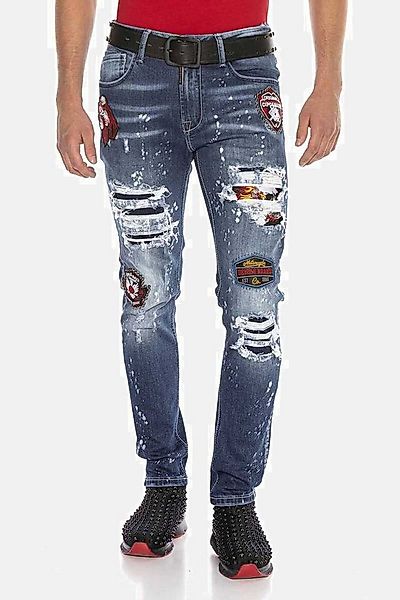 Cipo & Baxx Straight-Jeans DENIM bequeme Jeans im angesagten Patchwork-Styl günstig online kaufen