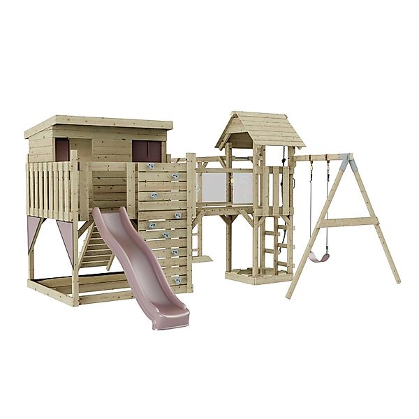 OutdoorToys Spielturm Inga mit Kinderschaukel Altrosa günstig online kaufen