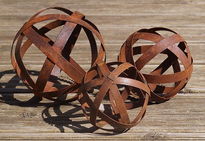 LB H&F Lilienburg Dekofigur 3er SET Dekofigur Dekokugeln Kugel Kugeln Rost günstig online kaufen