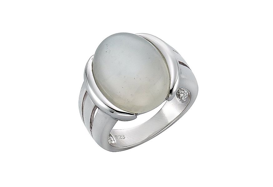 Zeeme Fingerring Silber 925 rhodiniert mit echtem Mondstein 16x12mm günstig online kaufen