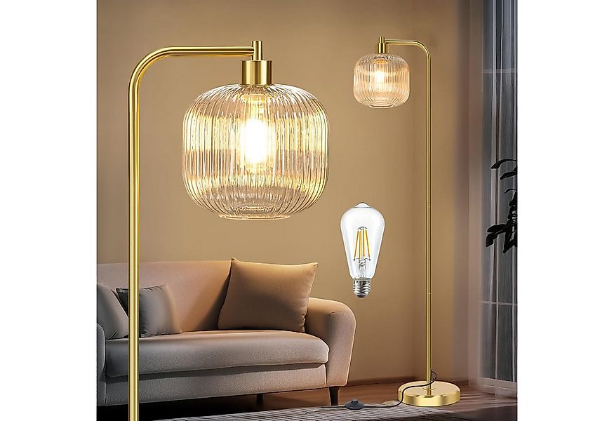 LMaxhome Stehlampe LED Modren Stehleuchte mit Glas Lampenschirm, Höhe 170cm günstig online kaufen