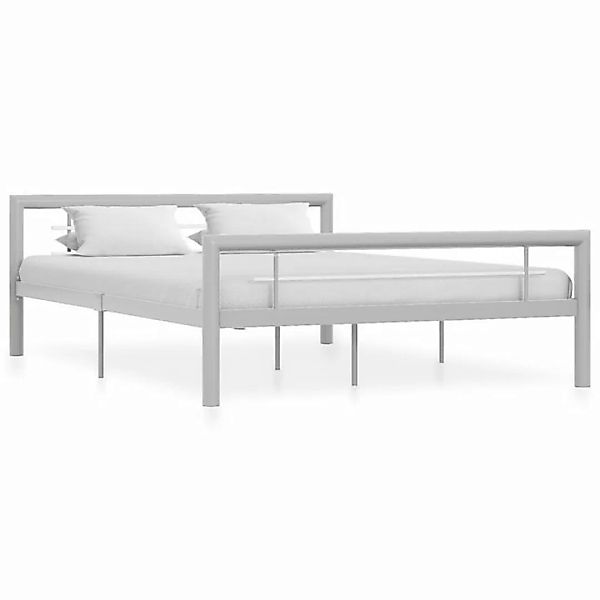 furnicato Bett Bettgestell Grau und Weiß Metall 140 × 200 cm günstig online kaufen