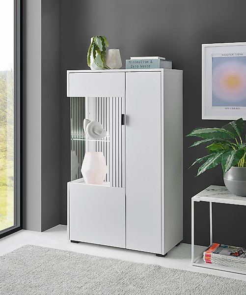 Home affaire Vitrine "Hudson, Stauraumvitrine" in moderner Trendfarbe, Grif günstig online kaufen