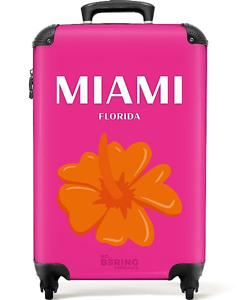 NoBoringSuitcases.com© Hartschalen-Trolley Rosa mit Miami Florida günstig online kaufen