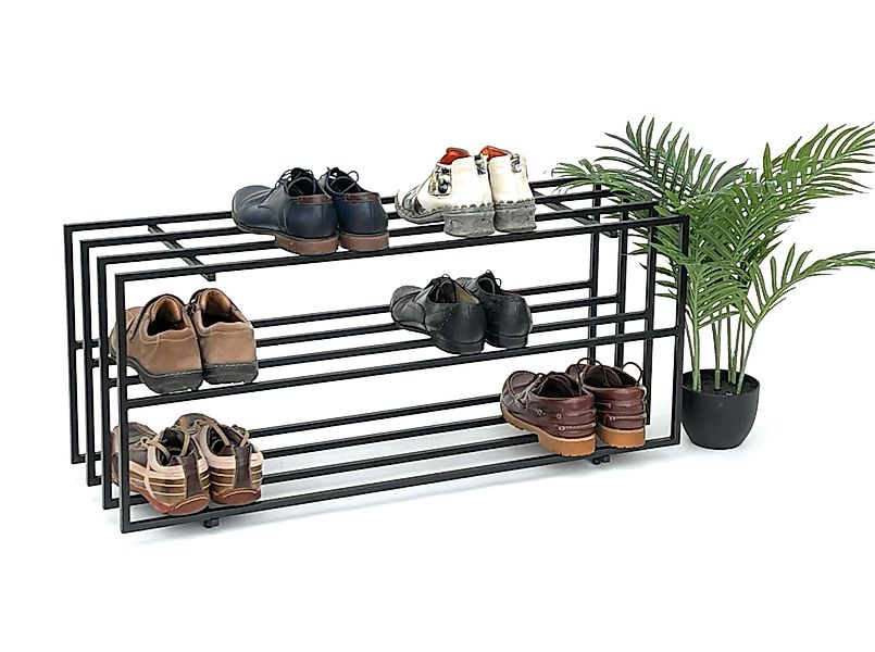 DanDiBo Schuhregal Metall Schwarz 3 Ebenen günstig online kaufen