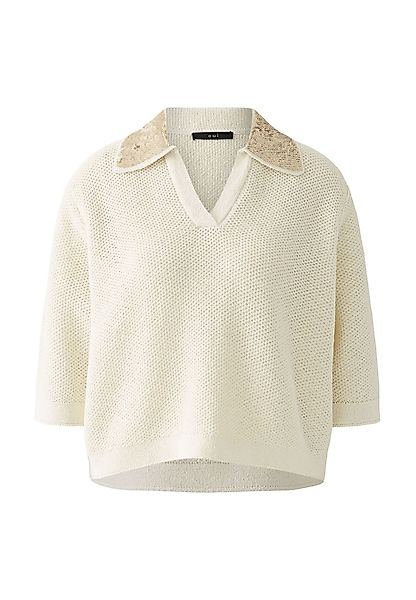Oui V-Ausschnitt-Pullover Pullover Baumwollmischung günstig online kaufen
