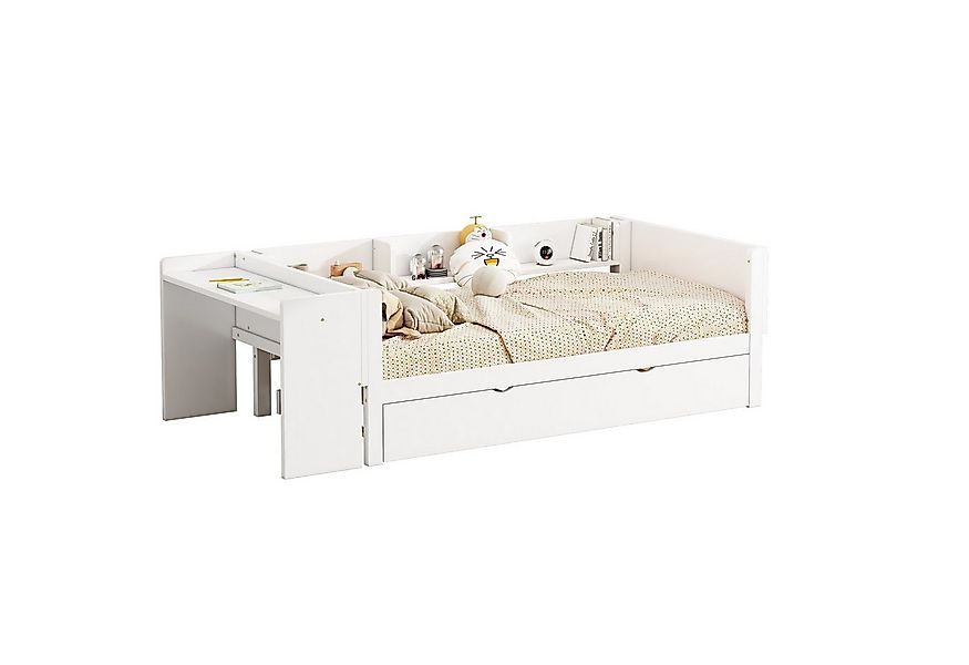 Flieks Massivholzbett, Kinderbett Einzelbett 90x200cm mit Ausziehbett 90x18 günstig online kaufen