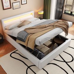 Flieks Polsterbett, LED Beleuchtung Doppelbett Stauraum günstig online kaufen