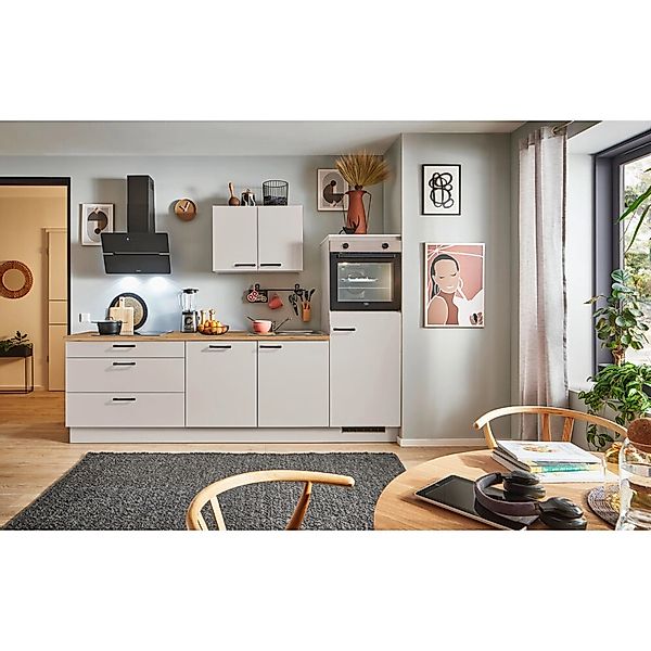 pino Küchenzeile 280 cm Kaschmirgrau Anschlag rechts 1 Geräteschrank günstig online kaufen