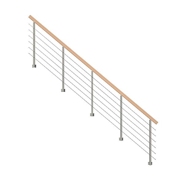 StarWood Metallgeländer Kos mit Rechteckhandlauf Buche 275 cm Grau FSC® günstig online kaufen