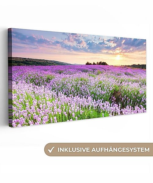 OneMillionCanvasses® Leinwandbild Panorama Lavendel - Blumen - Sonnenunterg günstig online kaufen