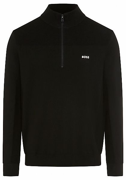 BOSS GREEN Strickpullover, Stehkragen mit Reißverschluss, Regular Fit günstig online kaufen