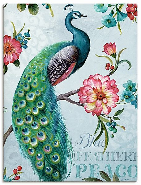 Artland Wandbild "Blau gepfederter Pfau", Vögel, (1 St.) günstig online kaufen
