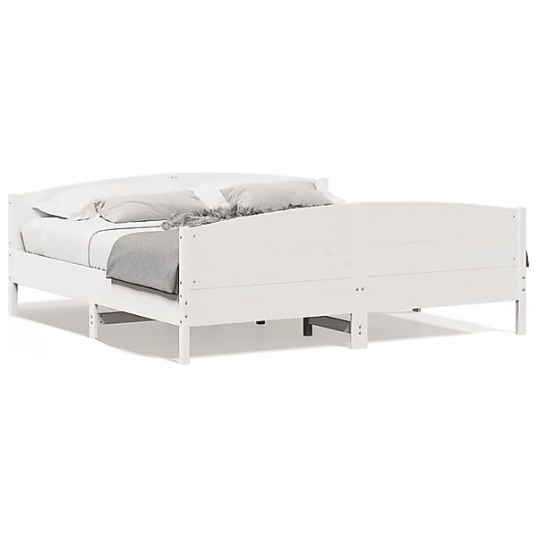 vidaXL Massivholzbett ohne Matratze Weiß 180x200 cm Kiefernholz 3216165 günstig online kaufen