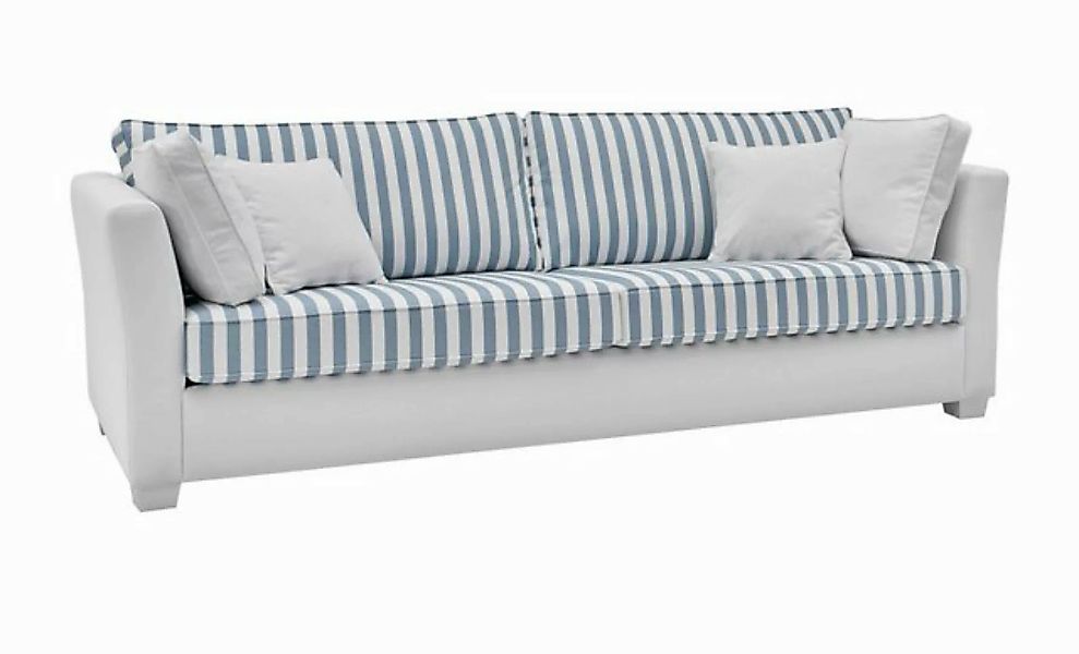 Furn.Design Sofa Hooge, 3-Sitzer in cremeweiß mit blau, Landhausstil, mit B günstig online kaufen