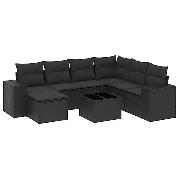vidaXL 8-Tlg Garten-Sofagarnitur mit Kissen Schwarz Poly Rattan 3255242 günstig online kaufen