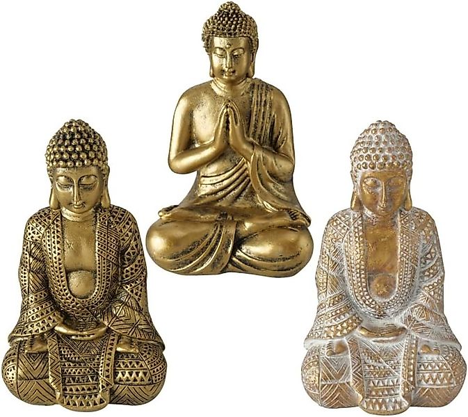 BOLTZE Buddhafigur 3 Buddha Figuren Set 10cm Dekorative Zen Statuen günstig online kaufen