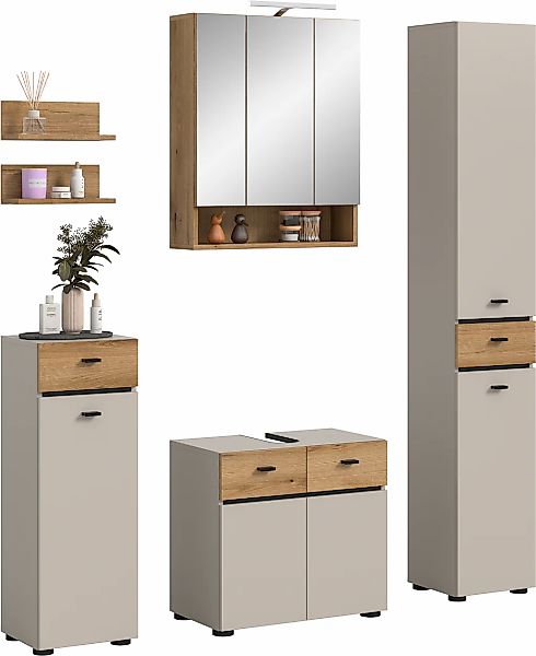 welltime Badmöbel-Set "VANN, 6-teilige moderne Badkombination, inkl. Beleuc günstig online kaufen