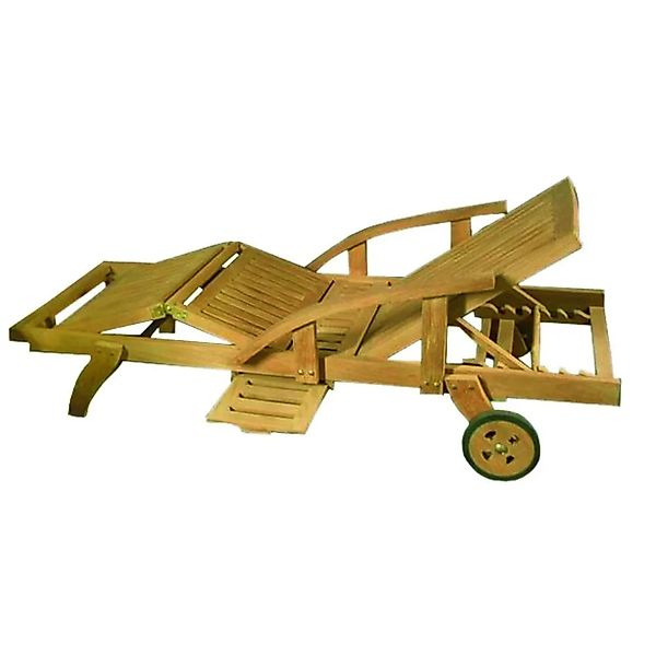 Lex Premium Teak Gartenliege multifunktional mit Rollen Seitentisch Teaklie günstig online kaufen