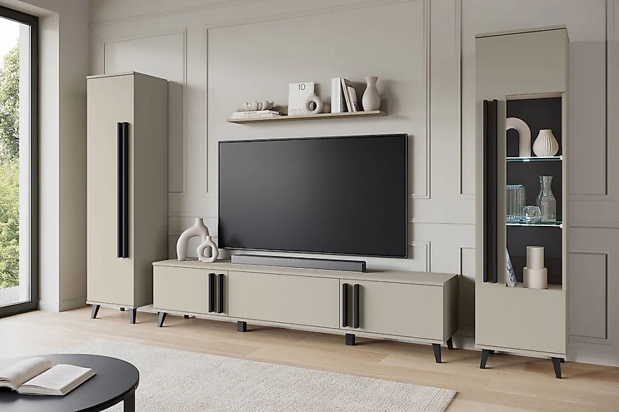 INOSIGN Wohnwand "Helsinki, Modernes Set mit verglaster Vitrine" Komplett-S günstig online kaufen