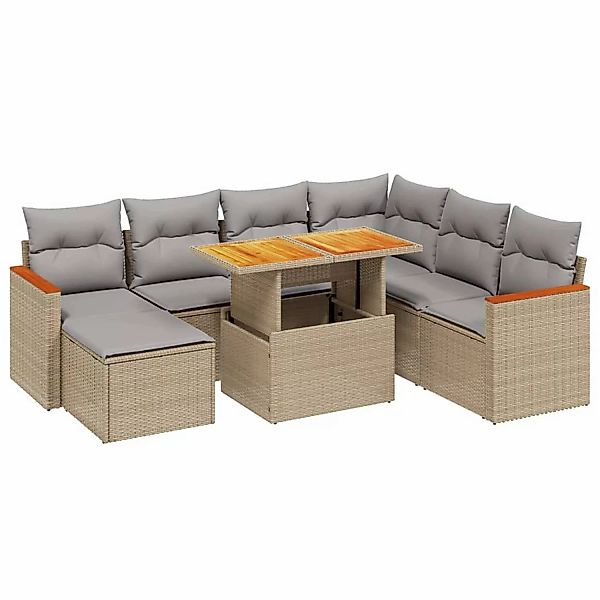 vidaXL 8-tlg Garten-Sofagarnitur mit Kissen Beige Poly Rattan Modell 316 günstig online kaufen