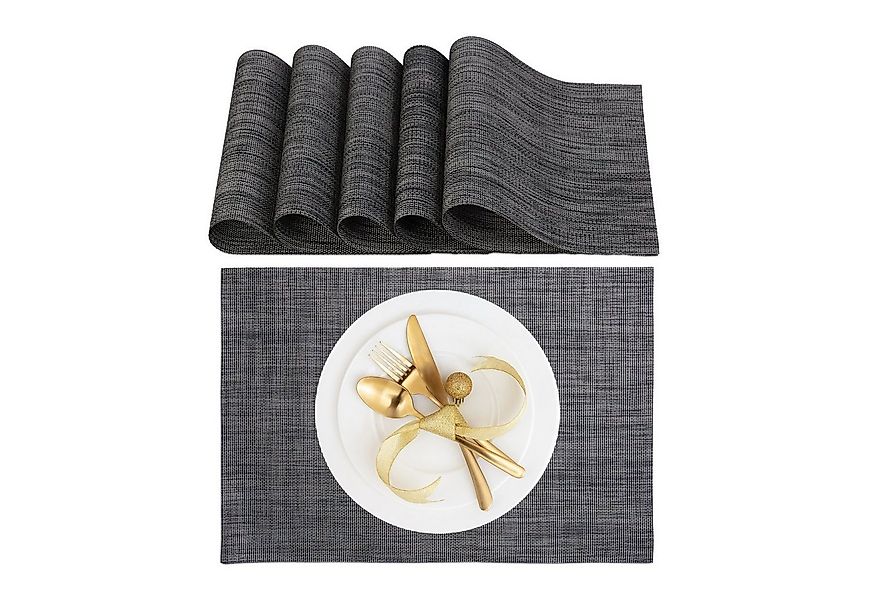 relaxdays Platzset Tischset 6-teilig, Anthrazit günstig online kaufen