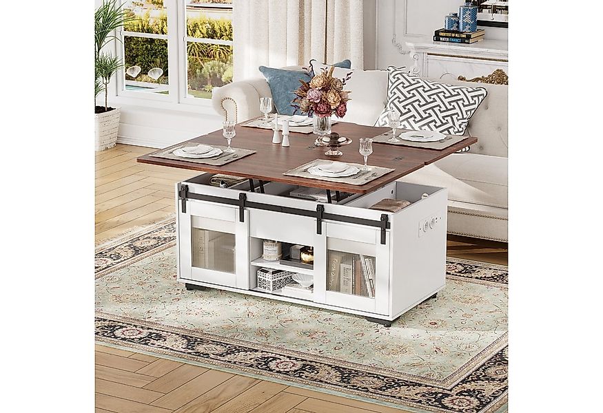 TWSOUL Couchtisch Höhenverstellbarer Couchtisch mit Steckdosen & Stauraum, günstig online kaufen