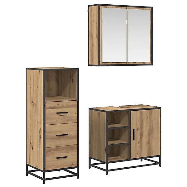 vidaXL Badezimmermöbel-Set mit Regal 3-Tlg Artisan-Eiche Holzwerkstoff 3402 günstig online kaufen