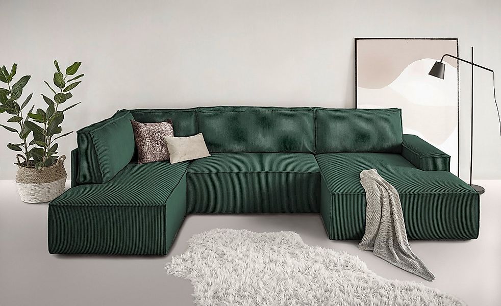 Home affaire Wohnlandschaft "SHERWOOD 329 cm, U-Form, Schlafsofa,", Schlaff günstig online kaufen