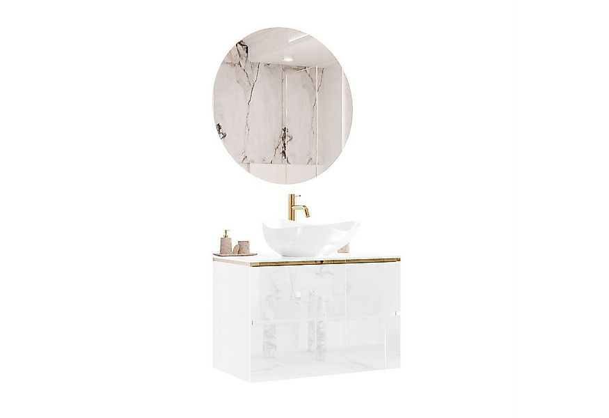 Lookway Badmöbel-Set AURORA GOLD Badezimmerschrank mit praktische Schublade günstig online kaufen