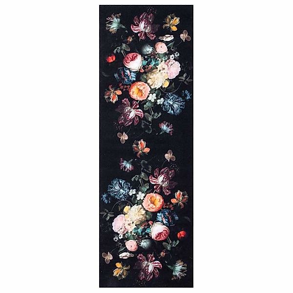 vidaXL Fußmatte Küchen Teppich Floral Schwarz günstig online kaufen