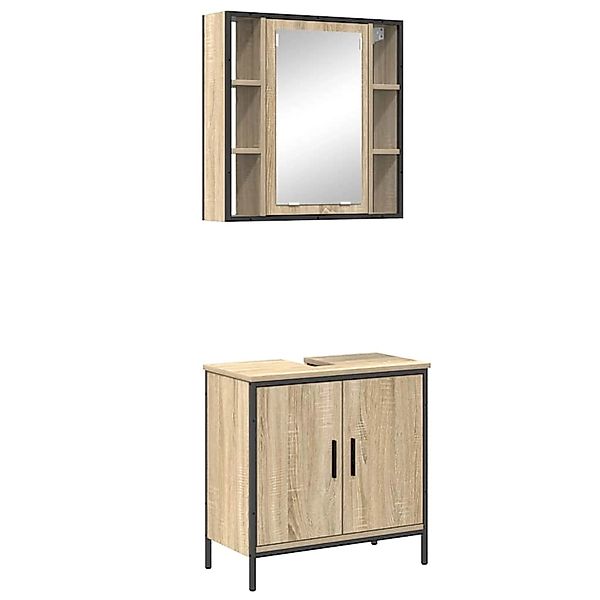 vidaXL Badezimmermöbel-Set mit Regal mit Tür 2-Tlg Braun Holzwerkstoff 3345 günstig online kaufen