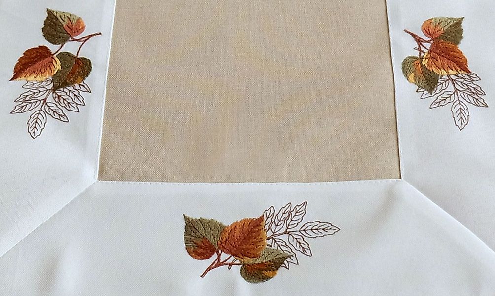 texpot Tischdecke mit Stickerei Blätter Herbst günstig online kaufen