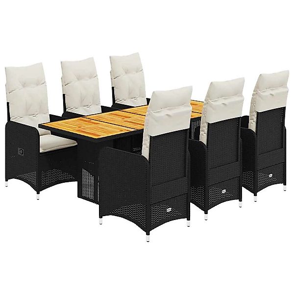vidaXL 7-Tlg Garten-Bistro-Set mit Kissen Schwarz Poly Rattan 3276984 günstig online kaufen