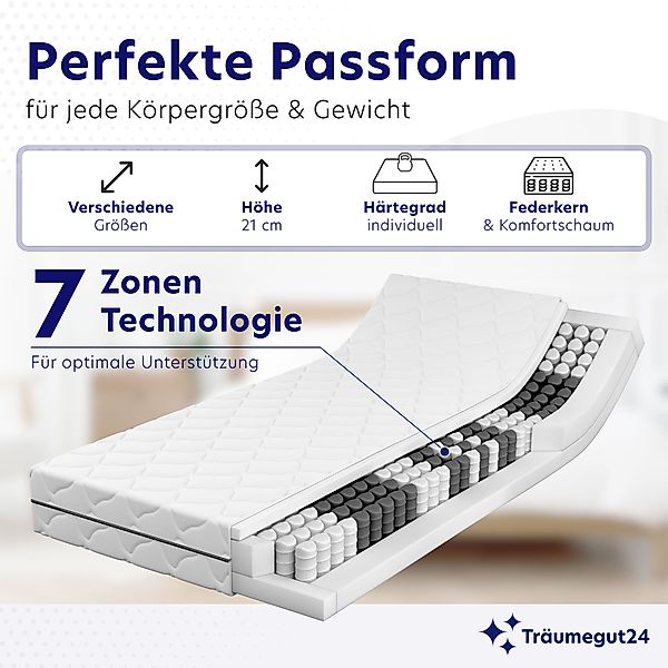 Taschenfederkernmatratze Träumegut24 mit 7-Zonen System für günstig online kaufen