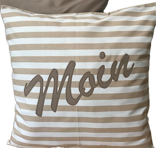 Ammerkind Dekokissen Maritime Kissenhülle " Moin " beige/weiß gestreift, 10 günstig online kaufen