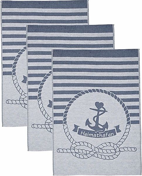 ROSS Geschirrtuch »Maritim - Heimathafen«, (Set, 3 tlg.), Motivtuch, aus 10 günstig online kaufen