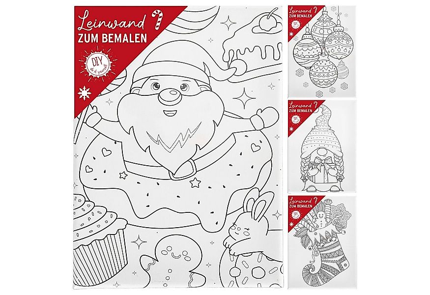 CEPEWA Malvorlage Leinwand zum Bemalen XMAS 4er Set 15x20cm MDF Terylen 4 M günstig online kaufen