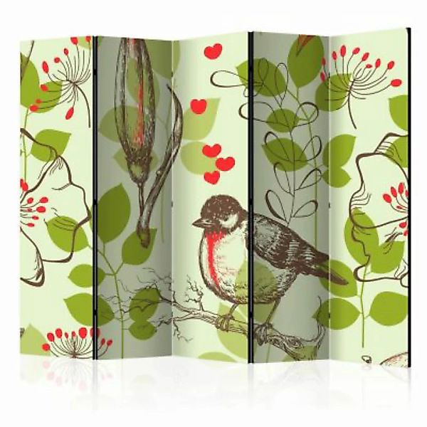 artgeist Paravent Bird and lilies vintage pattern II [Room Dividers] mehrfa günstig online kaufen