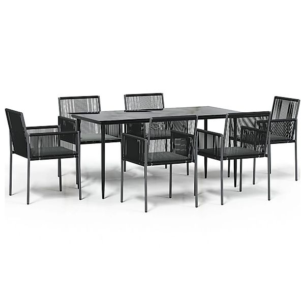 vidaXL 7-Tlg Garten-Essgruppe mit Kissen Schwarz Poly Rattan Stahl 3187070 günstig online kaufen