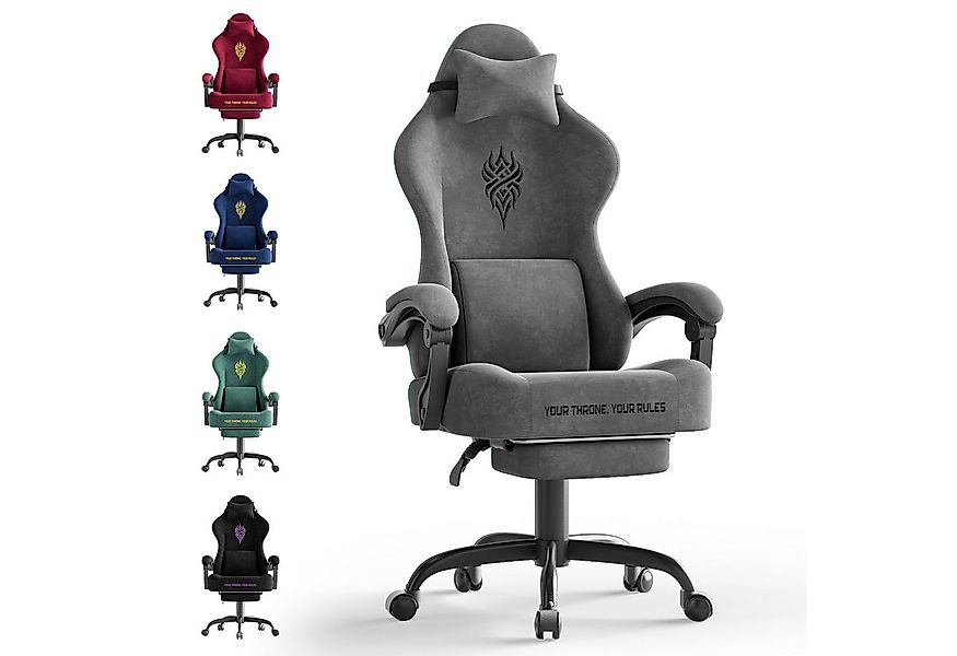 Ferghana Gaming-Stuhl Massage Gaming Sessel mit Fußstütze 90-135° Rückenleh günstig online kaufen