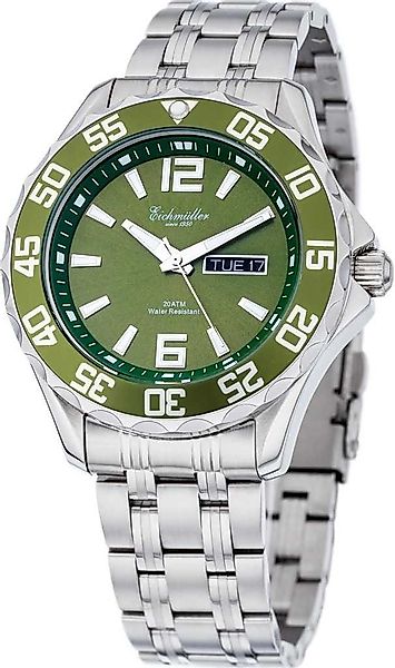 Eichmüller Taucheruhr Edelstahlarmband, 20 ATM, Silberfarben-Grün, günstig online kaufen