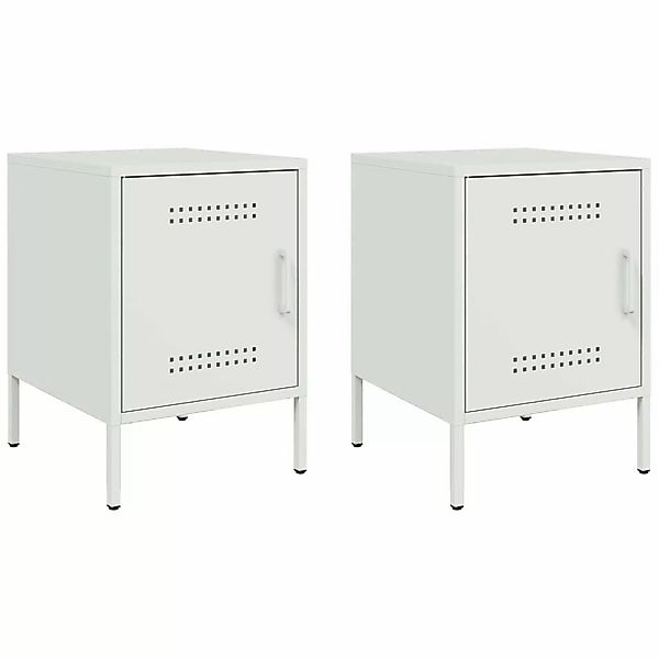 vidaXL Nachttische 2 Stk Weiß 36x39x50,5 cm Stahl günstig online kaufen