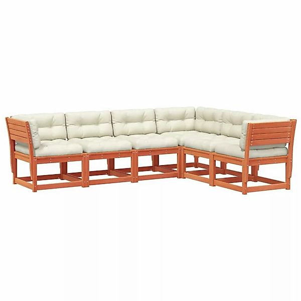 vidaXL 6-Tlg Garten-Sofagarnitur mit Kissen Wachsbraun Kiefernholz 3217027 günstig online kaufen