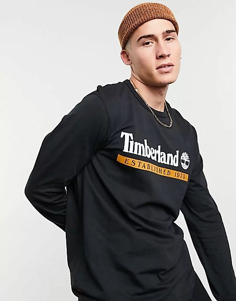 Timberland – Established 1973 –Langärmliges Shirt in Schwarz günstig online kaufen
