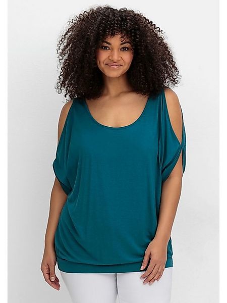 Sheego T-Shirt Große Größen mit geschlitzten Fledermausärmeln günstig online kaufen