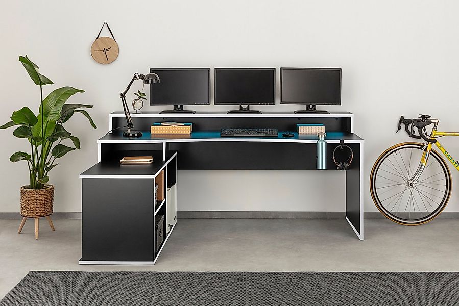 FORTE Gamingtisch Tezaur, mit RGB-Beleuchtung, Breite 200 cm, Eckschreibtis günstig online kaufen