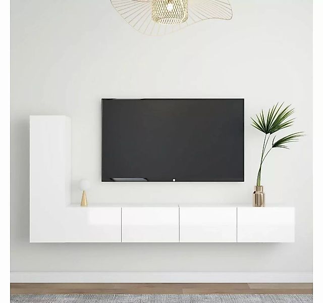 furnicato TV-Schrank 3-tlg. TV-Schrank-Set Hochglanz-Weiß Holzwerkstoff günstig online kaufen